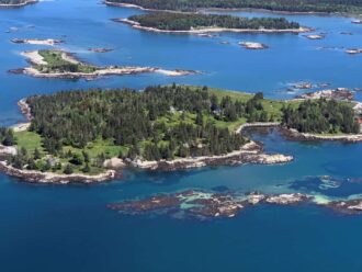 aerial view of Dix and Birch islands