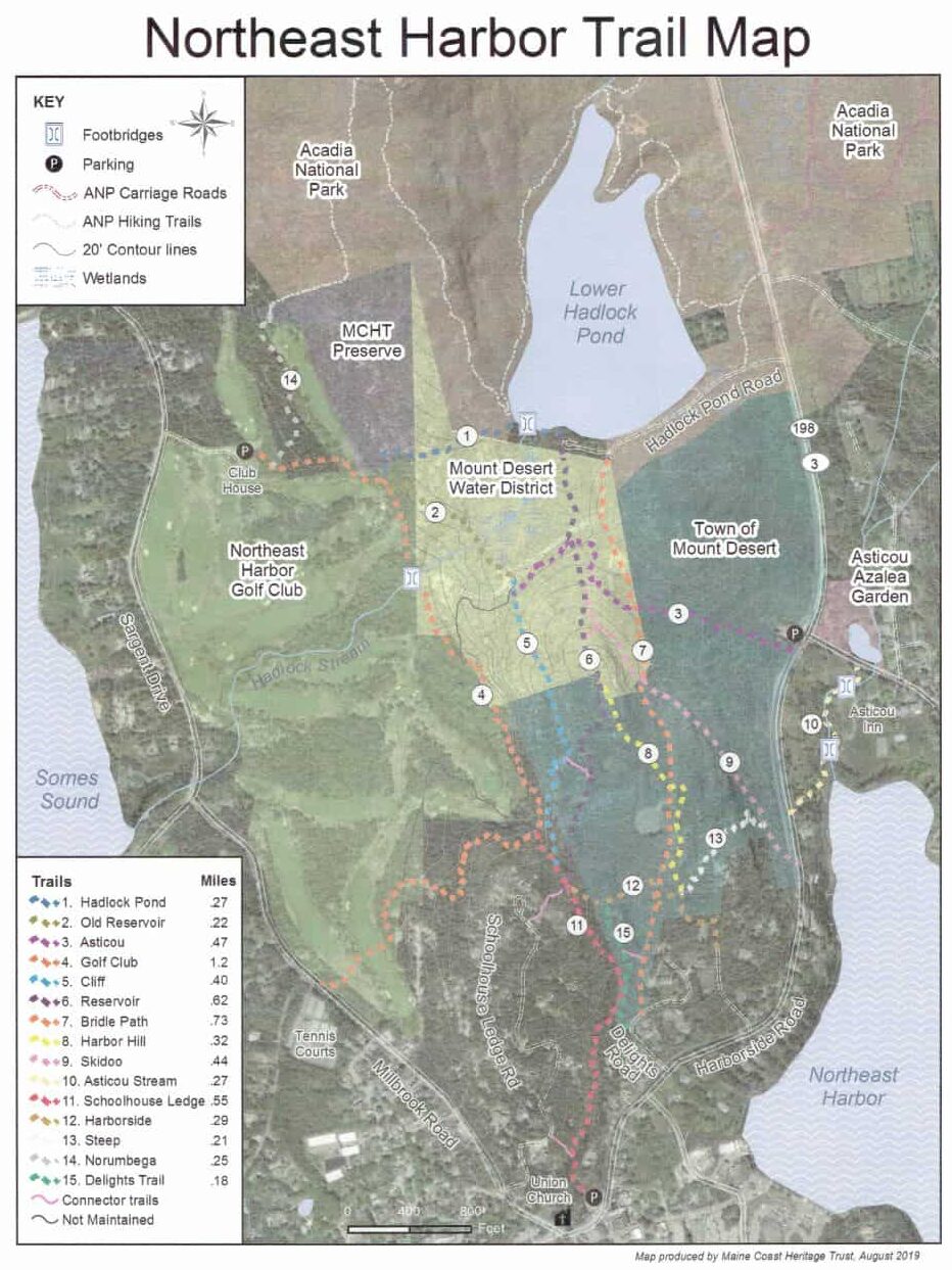Trail map of Northeast Harbor area.