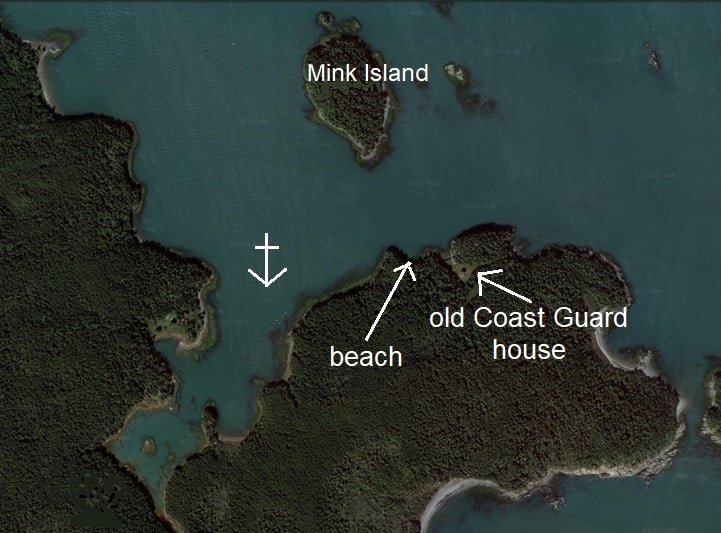 Google Earth image of NE Harbor on Cross Island