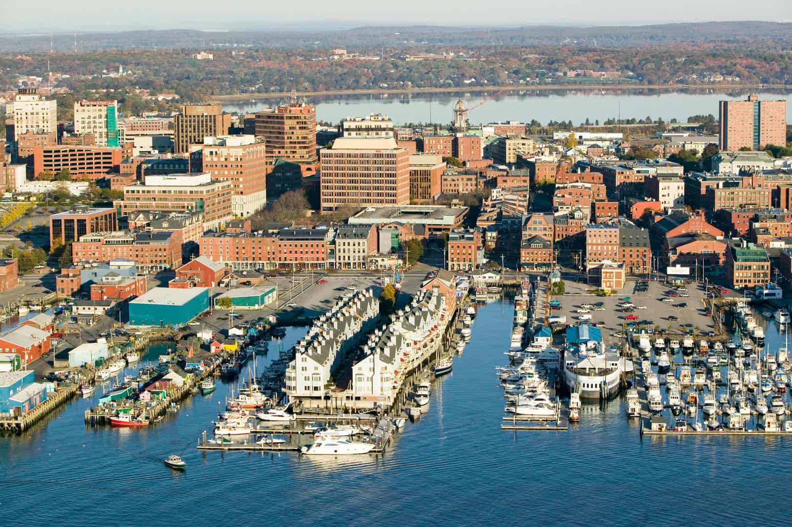 aerial view of Portland, Maine, waterfront