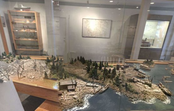 Diorama at Deer Isle Granite Museum showing early granite industry.