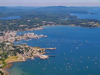 aerial view of Rockland harbor