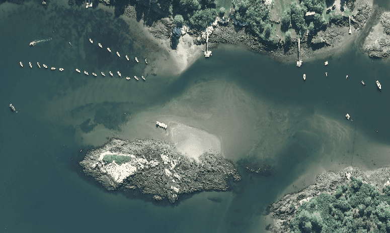 Aerial view of Small Point Harbor entrance
