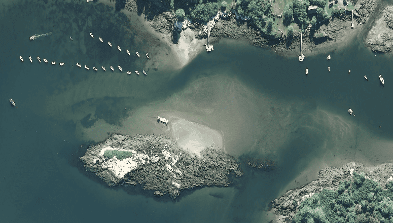 Aerial view of Small Point Harbor entrance